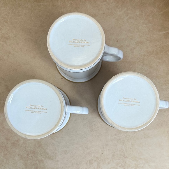 Set of 3 Williams-Sonoma Gold Christmas Tree 4 1/2" Mug White/Gold Holiday - Picture 4 of 10